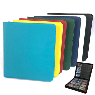 quality High End Pu Leather Zipper Trading Card Binder 12 Pocket 20 Pages 480 Cards factory